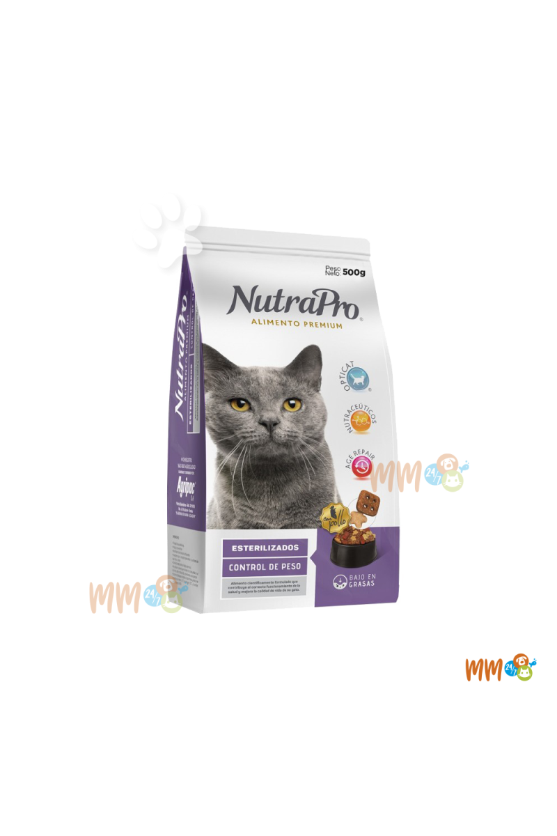 NUTRAPRO ESTERILIZADOS Y CONTROL DE PESO PARA GATOS -Secos