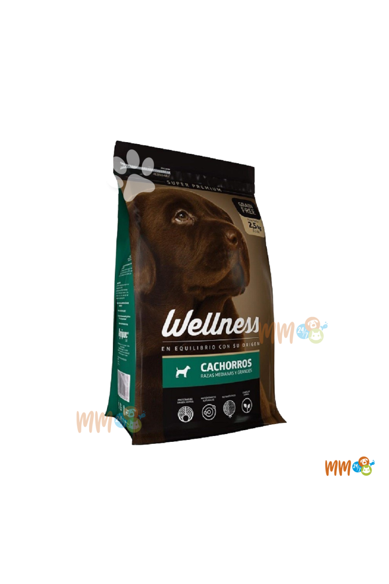 WELLNESS PERRO RAZA MEDIANA Y GRANDE CACHORRO -Secos